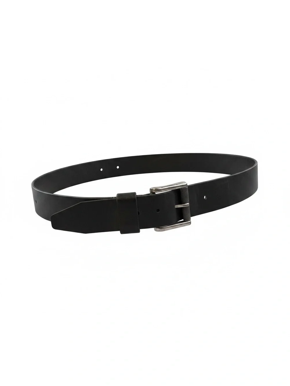 Vintage Men’s Unisex Moto Black Genuine Leather Silver Square Buckle Belt Sz 40
